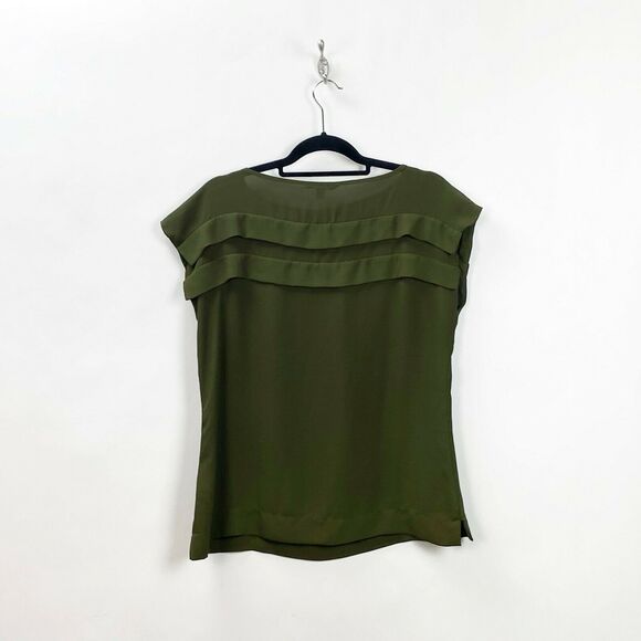 Banana Republic Small Womens Army Green Ruffle Blouse Top - Picture 6 of 7